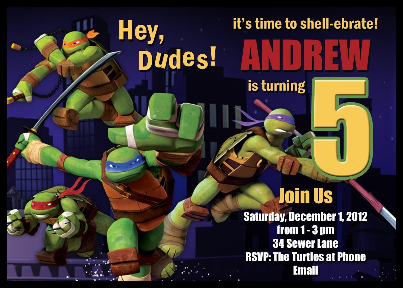 Teenage Mutant Ninja Turtle Birthday Party Invitations â Bagvania